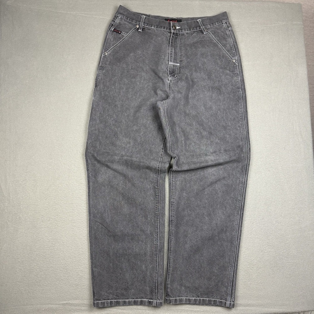Vintage Mecca Jeans Mens 36x34 Gray Baggy Y2K Denim Grunge HipHop Wide Leg